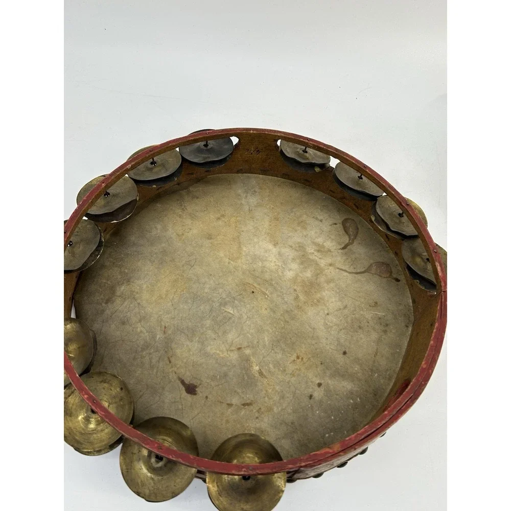 Vintage Rawhide Tambourine Lot Of 3 Calf Skin Head